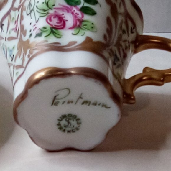 Limoges Peint Main Hand Painted Cup and Saucer - Picture 6 of 10